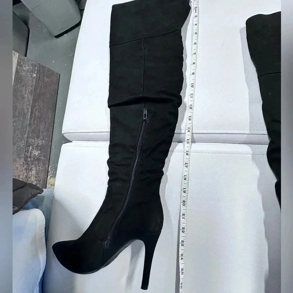 Brash Black Over the Knee Boots - Picture 3 of 7
